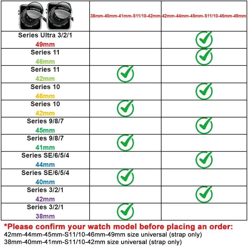 Bracelet acier pour Apple Watch 38 à 49 mm série 11