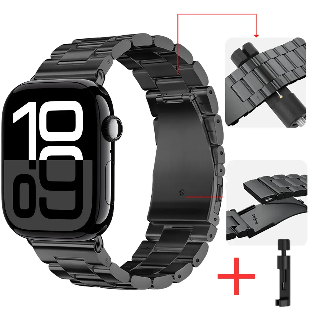 Bracelet acier pour Apple Watch 38 à 49 mm série 11