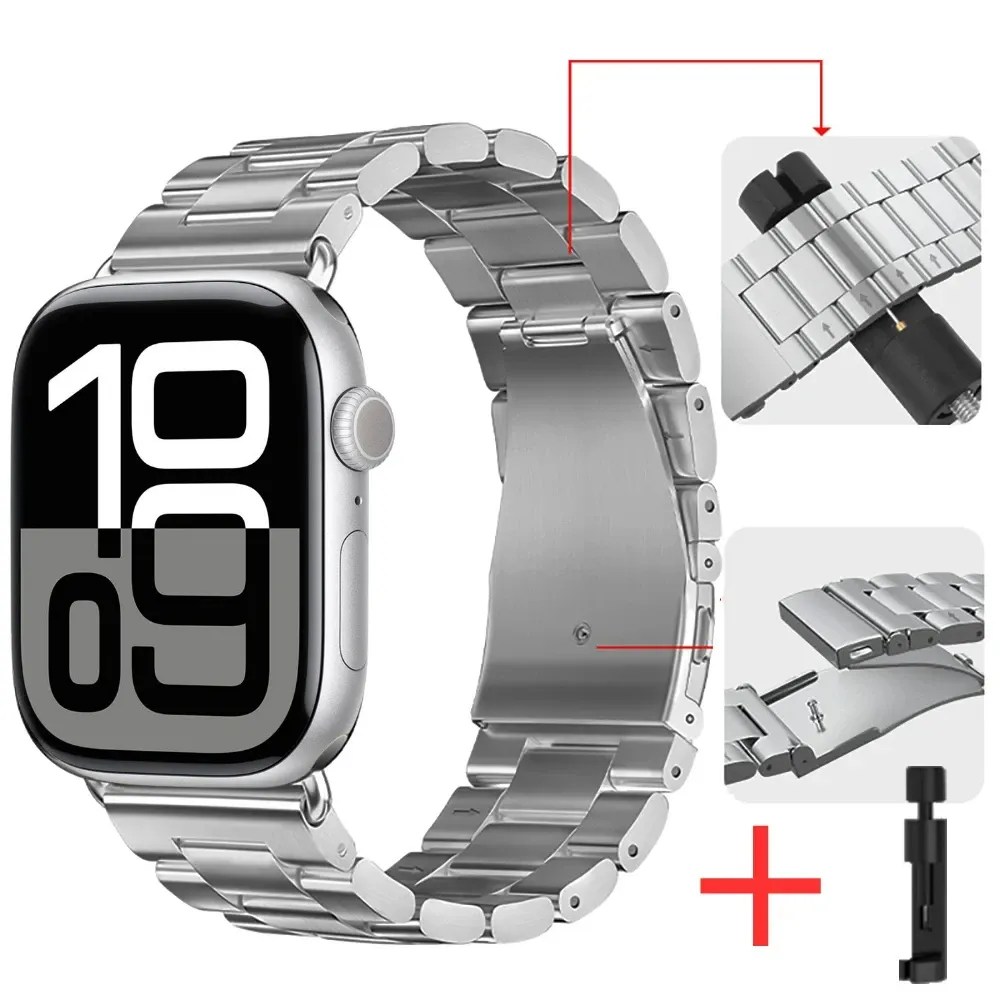 Bracelet acier pour Apple Watch 38 à 49 mm série 11