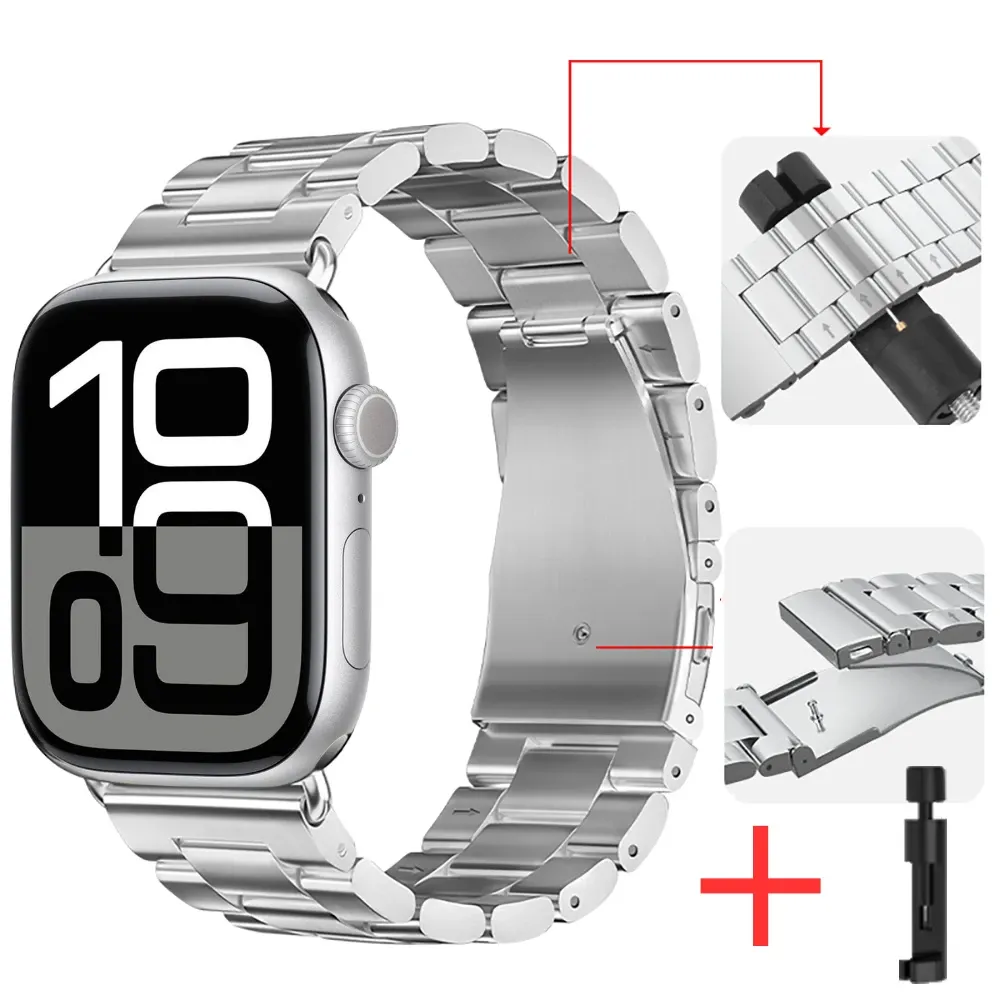 Bracelet acier pour Apple Watch 38 à 49 mm série 11