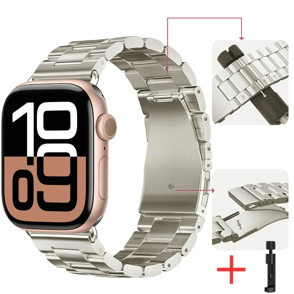Bracelet acier pour Apple Watch 38 à 49 mm série 11
