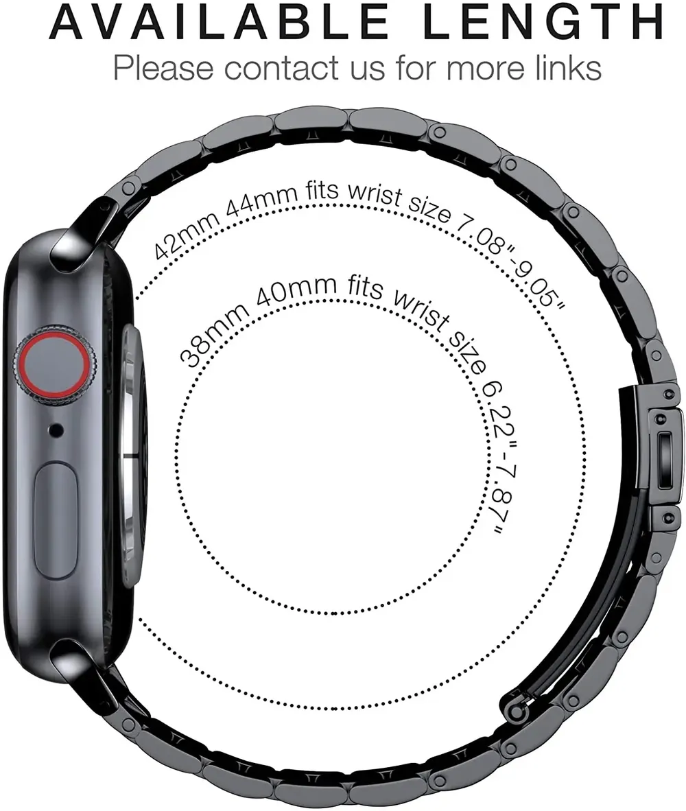 Bracelet acier pour Apple Watch 38 à 49 mm série 11