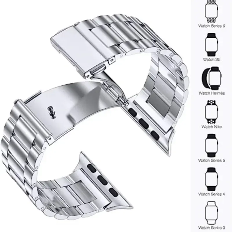 Bracelet acier pour Apple Watch 38 à 49 mm série 12