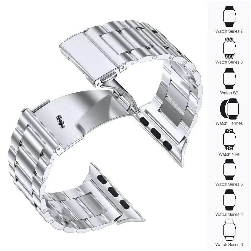 Bracelet acier pour Apple Watch 38 à 49 mm série 12