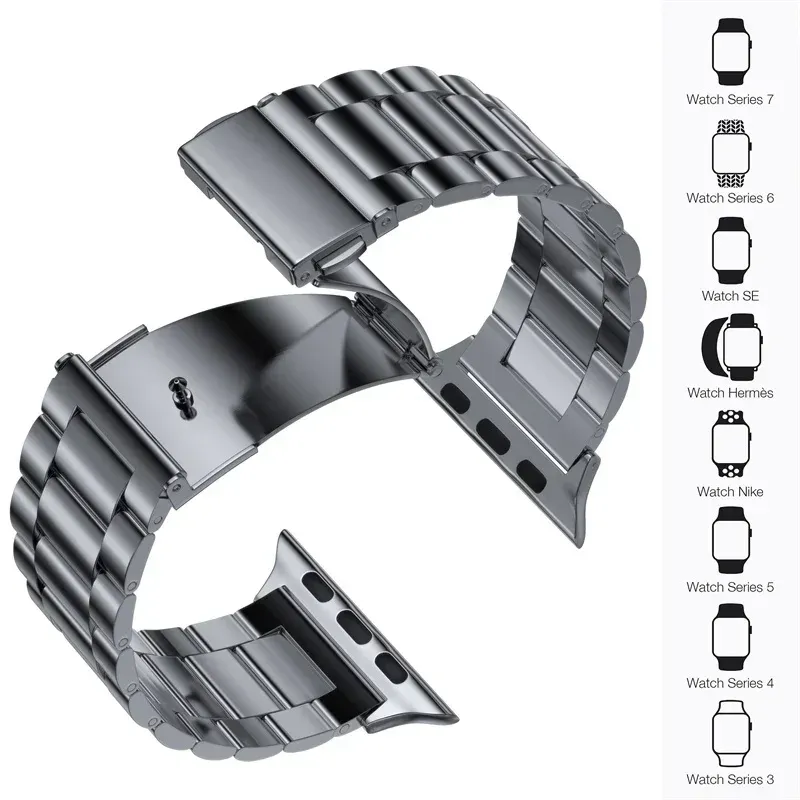 Bracelet acier pour Apple Watch 38 à 49 mm série 12