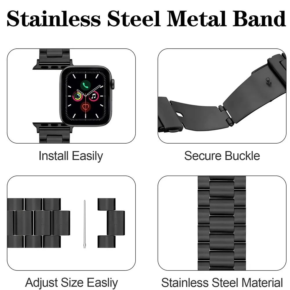 Bracelet acier pour Apple Watch 38 à 49 mm série 12