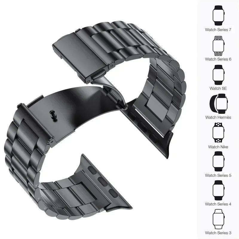 Bracelet acier pour Apple Watch 38 à 49 mm série 12
