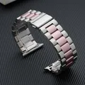 Bracelet acier pour Apple Watch 38 à 49 mm série 12 – Couleur du bracelet Silver pink 14