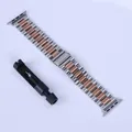 Bracelet acier pour Apple Watch 38 à 49 mm série 12 – Couleur du bracelet Silver-rose-gold