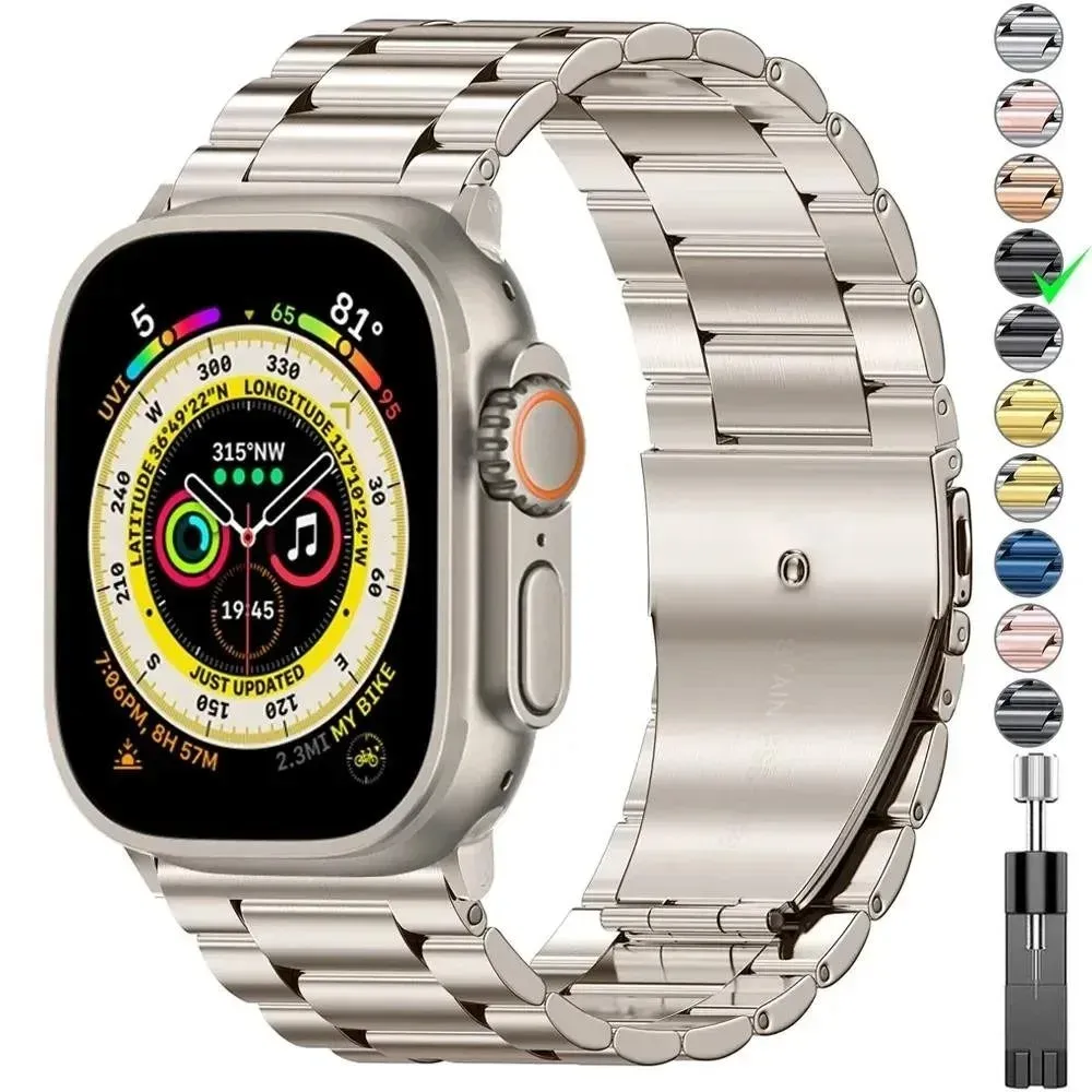 Bracelet acier pour Apple Watch 38 à 49 mm série 9