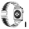 Bracelet acier pour Apple Watch 38 à 49 mm série 9 – Couleur du bracelet silver black