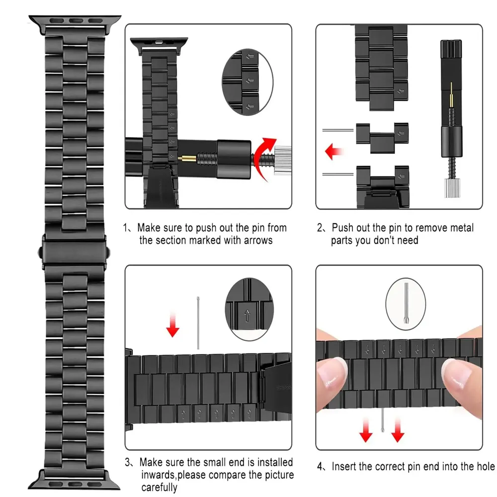 Bracelet acier pour Apple Watch Ultra 2 38 à 46 mm