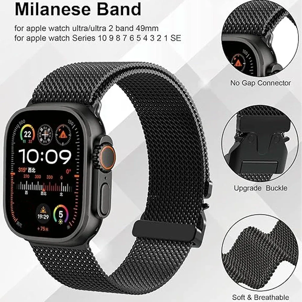 Bracelet acier pour Apple Watch Ultra 38 à 49 mm