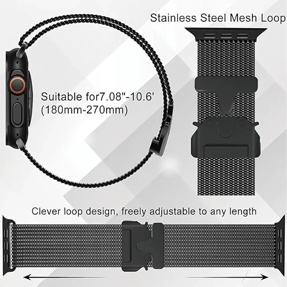 Bracelet acier pour Apple Watch Ultra 38 à 49 mm