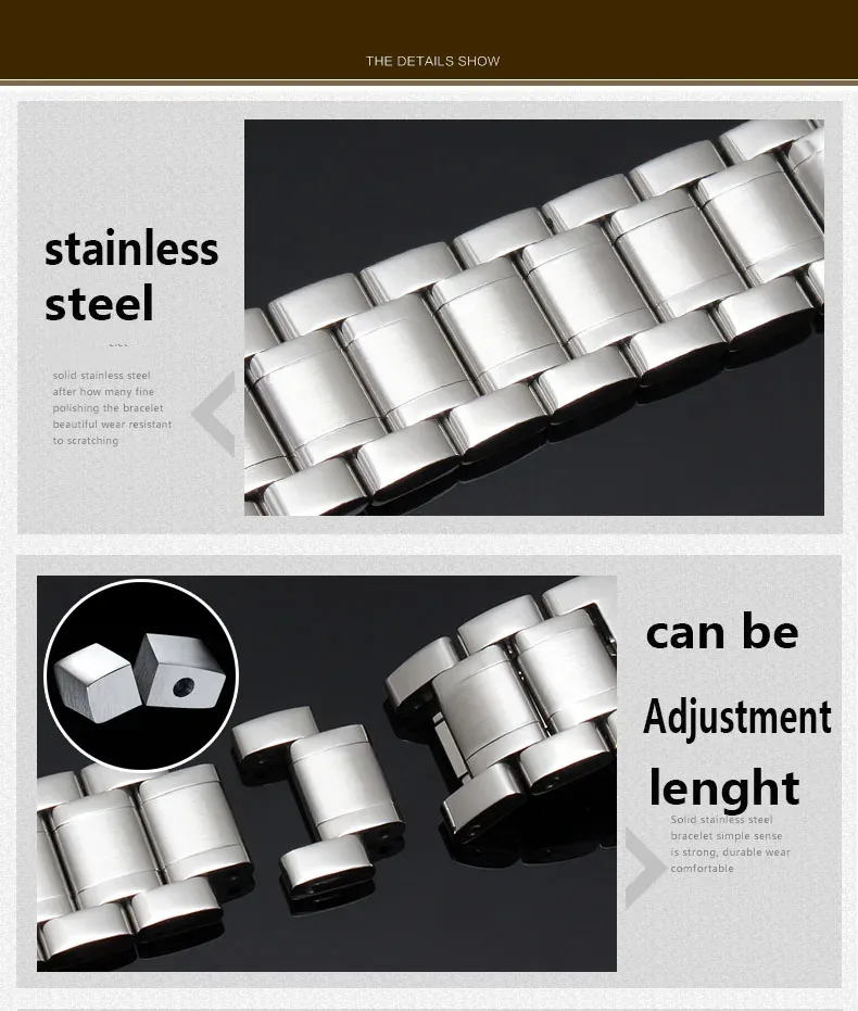 Bracelet acier pour montre 14 à 24 mm