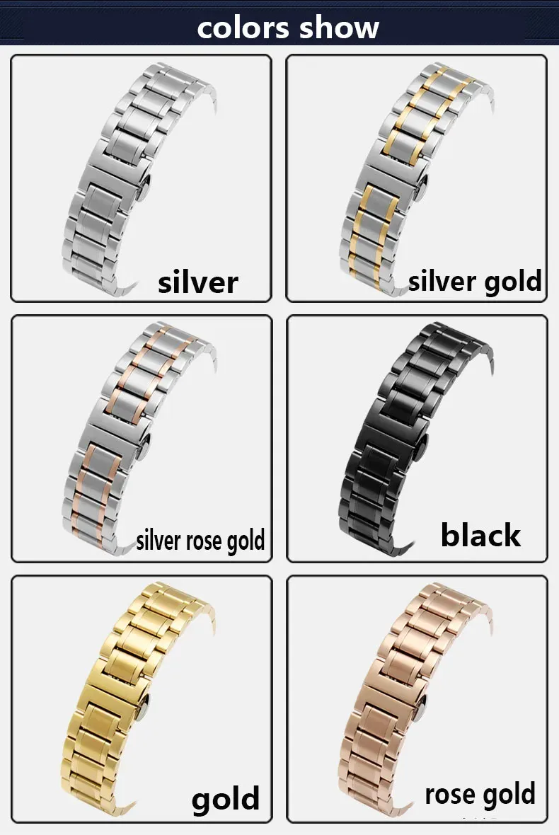 Bracelet acier pour montre 14 à 24 mm