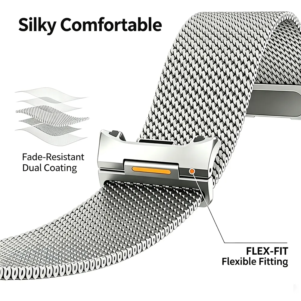 Bracelet boucle milanaise 40 à 47 mm pour Samsung Galaxy