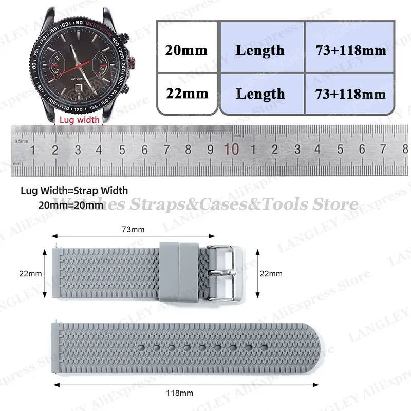 Bracelet caoutchouc 18 à 24 mm dégagement rapide