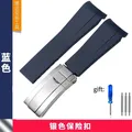 Bracelet caoutchouc 20 à 21 mm pour Rolex – Couleur du bracelet blue silver clasp