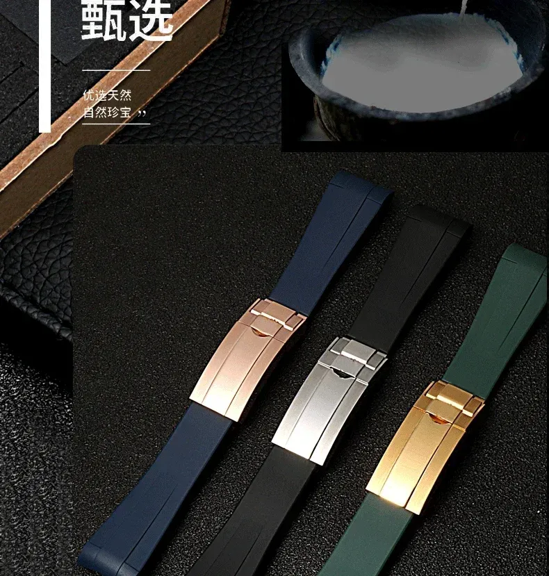 Bracelet caoutchouc 20 à 21 mm pour Rolex
