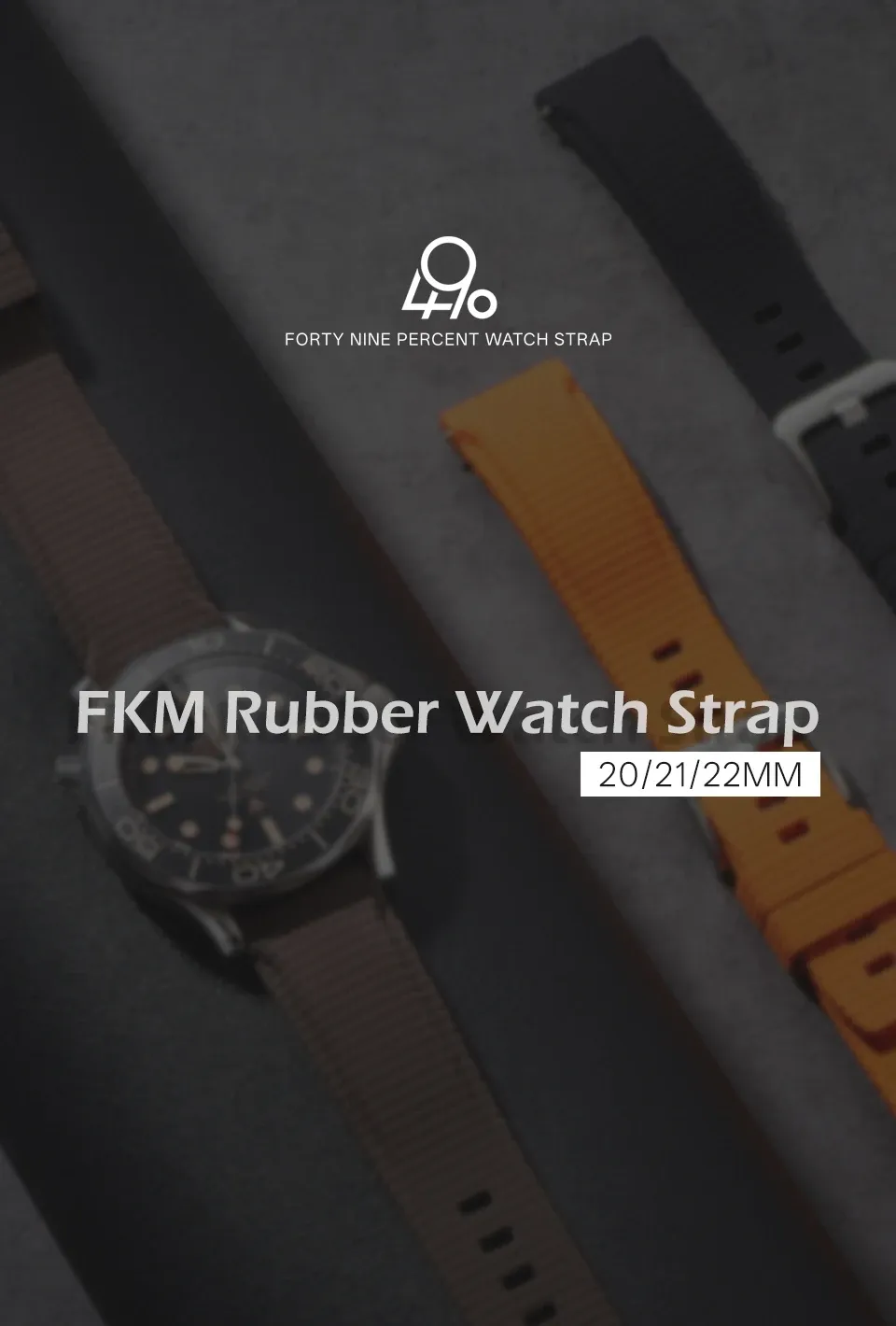 Bracelet caoutchouc 20 à 22 mm à libération rapide