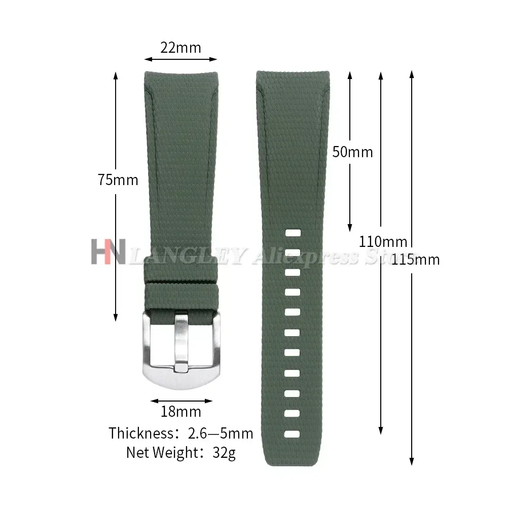 Bracelet caoutchouc 20 à 22 mm à libération rapide