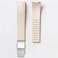 Bracelet caoutchouc FKM pour montre 18 à 24 mm – Couleur du bracelet Beige-Silver Buckle