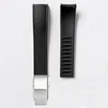 Bracelet caoutchouc FKM pour montre 18 à 24 mm – Couleur du bracelet Black-Silver Buckle