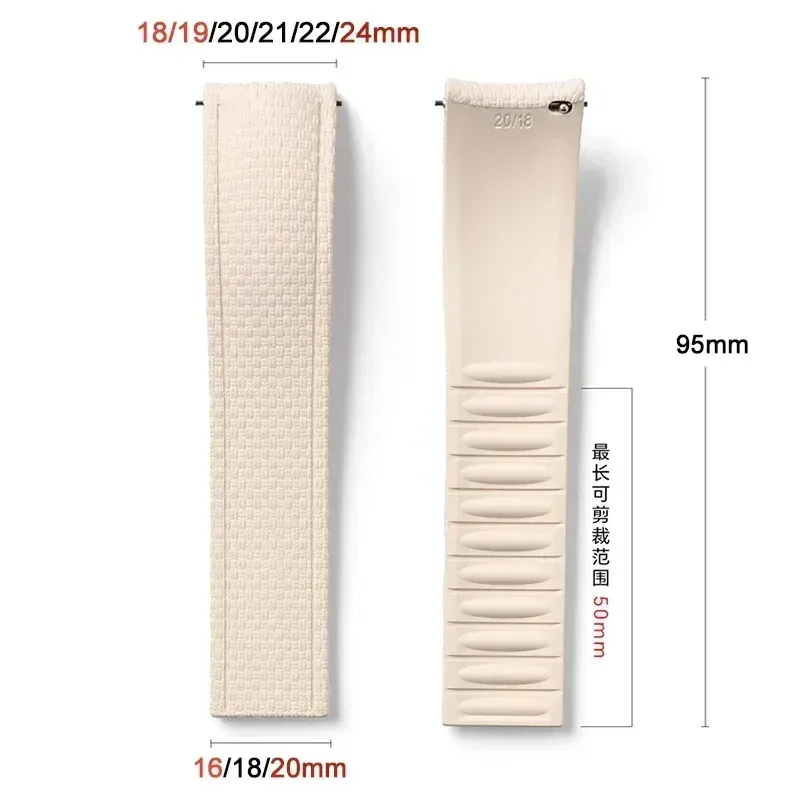 Bracelet caoutchouc FKM pour montre 18 à 24 mm
