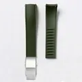 Bracelet caoutchouc FKM pour montre 18 à 24 mm – Couleur du bracelet Green-Silver Buckle