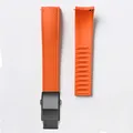 Bracelet caoutchouc FKM pour montre 18 à 24 mm – Couleur du bracelet Orange-Black Buckle
