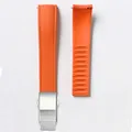 Bracelet caoutchouc FKM pour montre 18 à 24 mm – Couleur du bracelet Orange-Silver Buckle