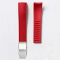 Bracelet caoutchouc FKM pour montre 18 à 24 mm – Couleur du bracelet Red-Silver Buckle