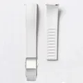 Bracelet caoutchouc FKM pour montre 18 à 24 mm – Couleur du bracelet White-Silver Buckle