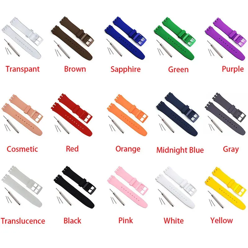 Bracelet caoutchouc sport 16 à 20 mm Swatch