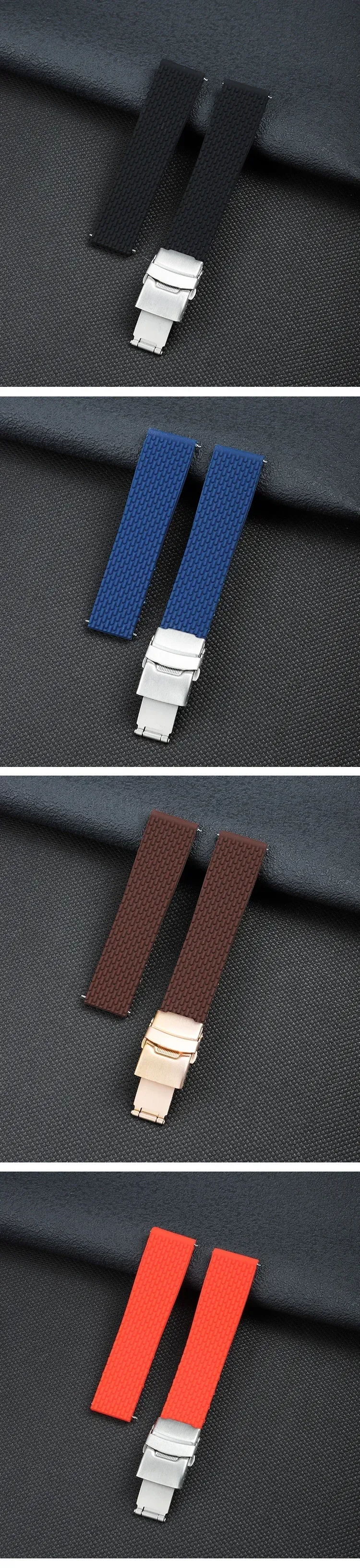 Bracelet caoutchouc sport 18 à 24 mm fixation rapide