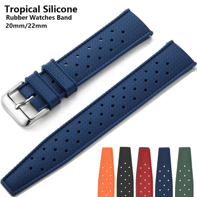 Bracelet caoutchouc tropic 20 à 22 mm pour plongeuse