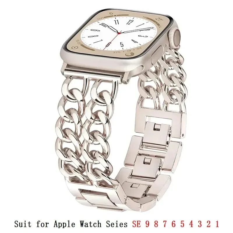 Bracelet chaîne acier pour Apple Watch 38 à 49 mm