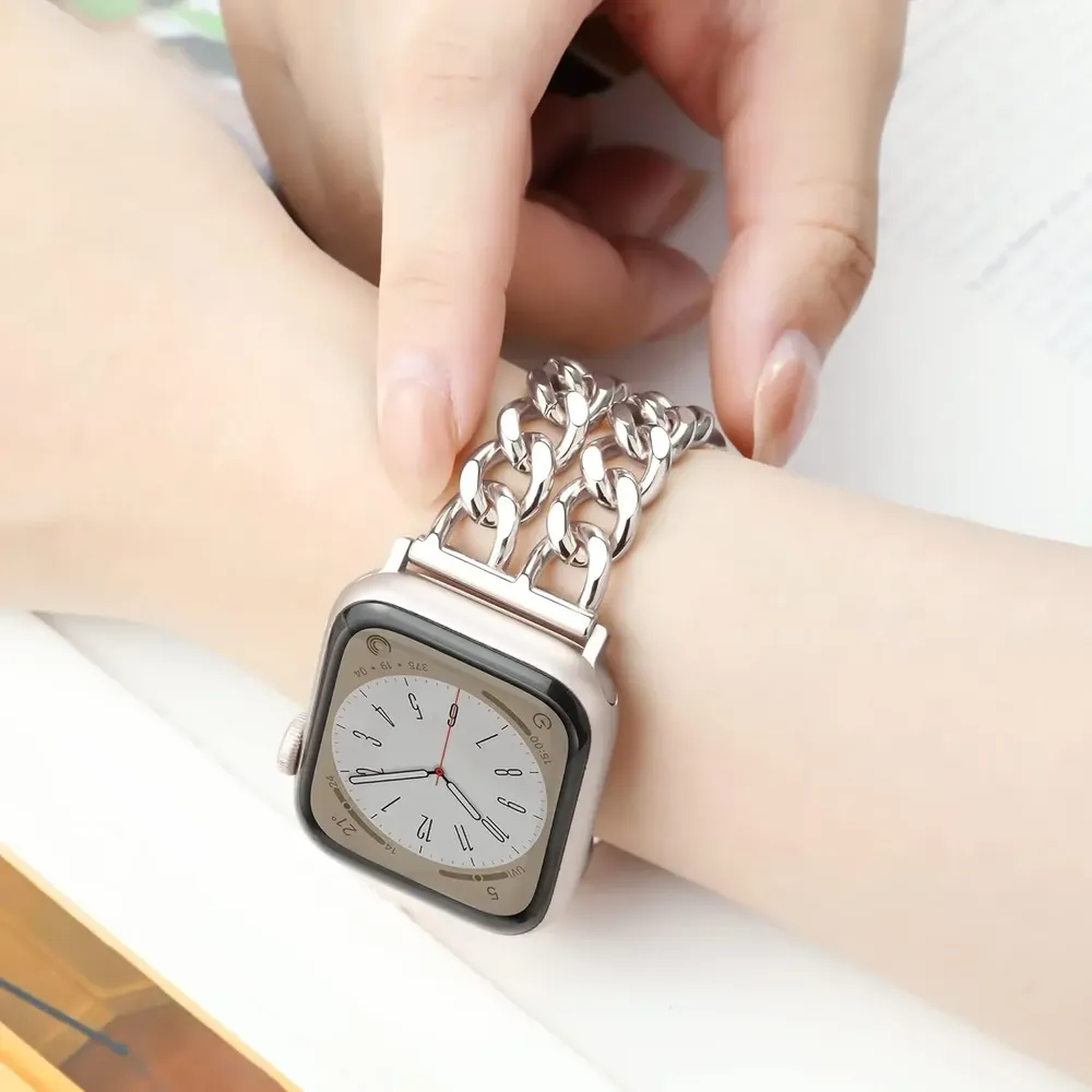Bracelet chaîne acier pour Apple Watch 38 à 49 mm