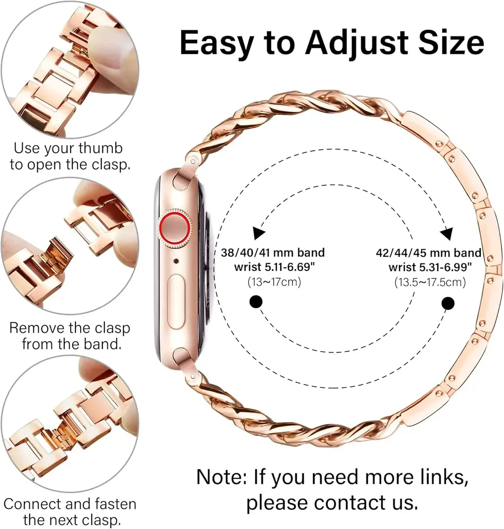 Bracelet chaîne acier pour Apple Watch 38 à 49 mm