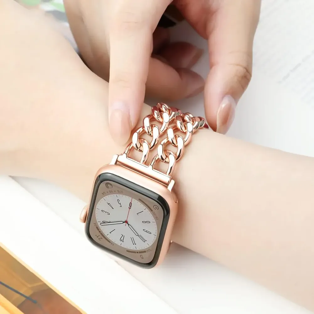 Bracelet chaîne acier pour Apple Watch 38 à 49 mm