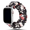 Bracelet chouchou nylon pour Apple Watch 38 à 49 mm – Couleur du bracelet Black red flower