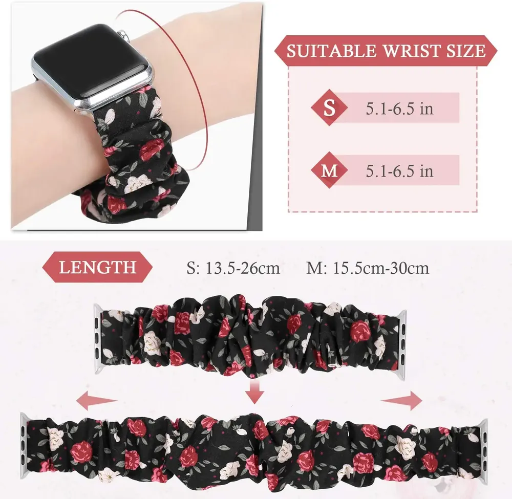 Bracelet chouchou nylon pour Apple Watch 38 à 49 mm
