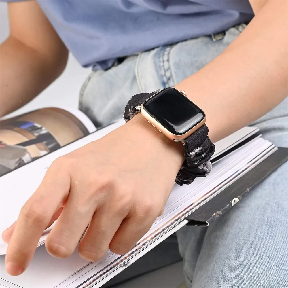 Bracelet chouchou nylon pour Apple Watch 38 à 49 mm