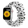 Bracelet chouchou nylon pour Apple Watch 38 à 49 mm – Couleur du bracelet White Black dot