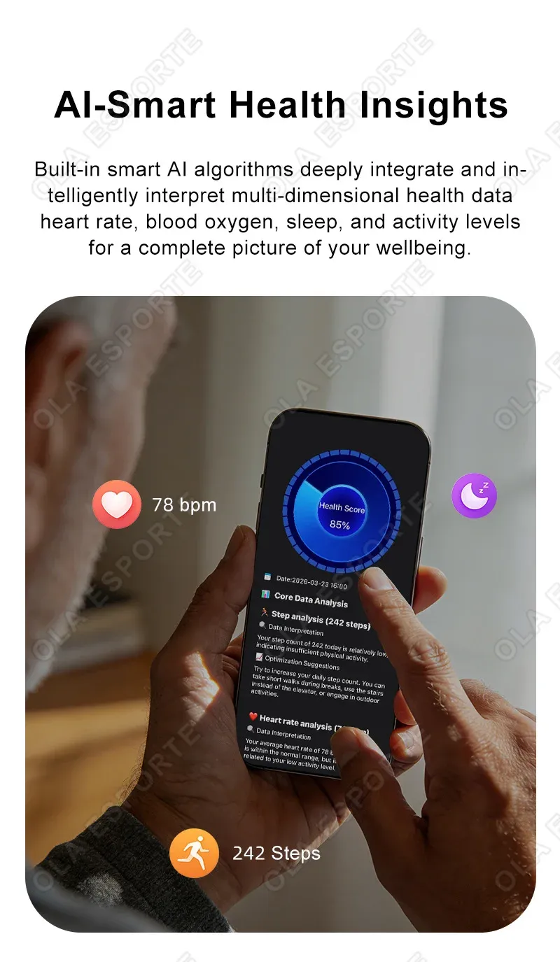 Bracelet connecté AI fréquence cardiaque pression artérielle