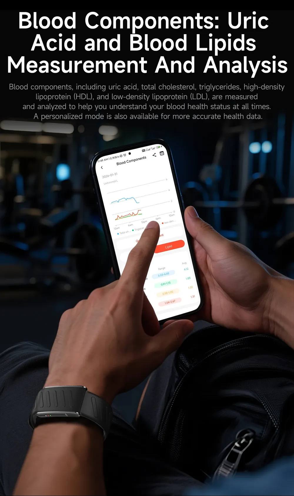 Bracelet connecté ECG HRV santé 3ATM