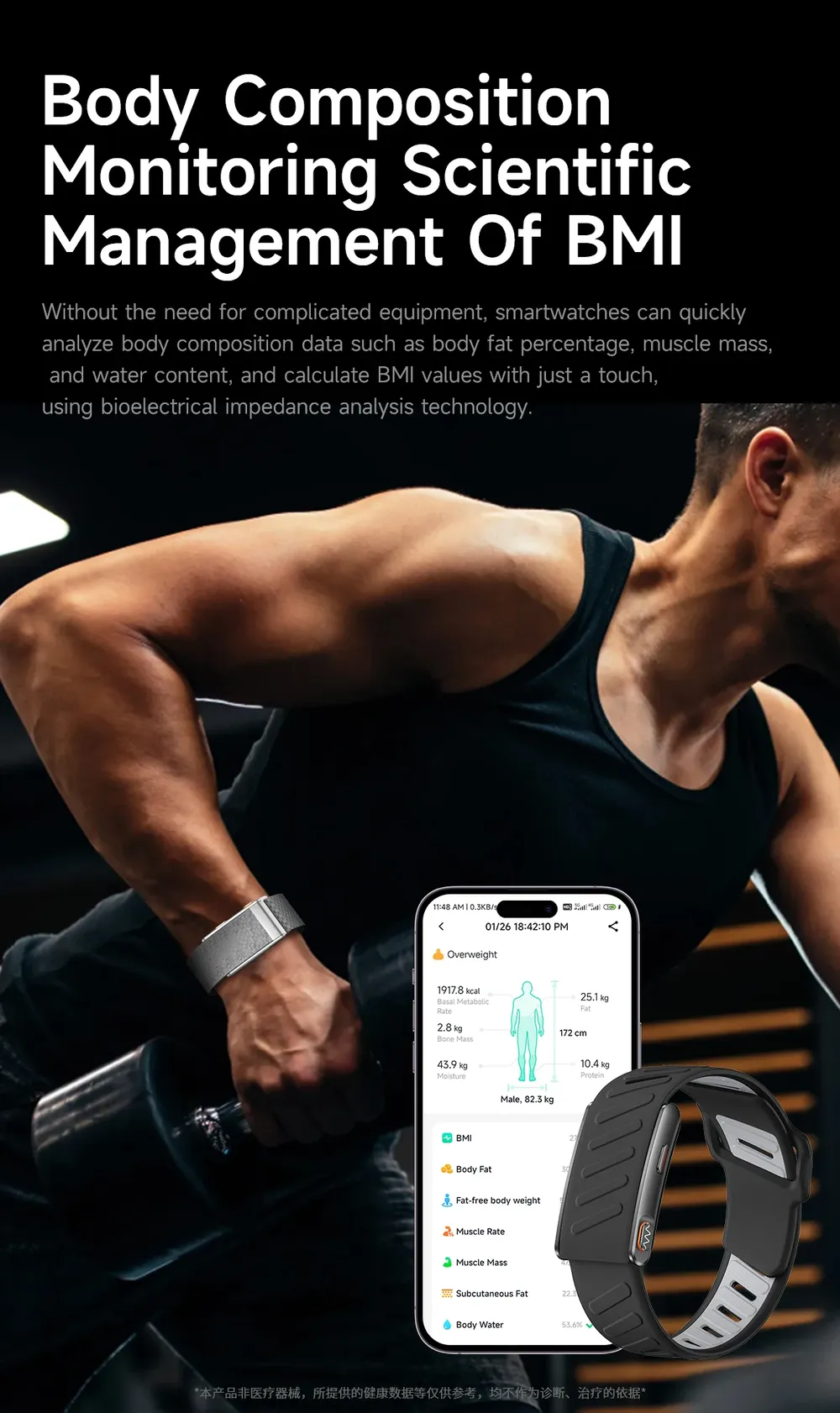 Bracelet connecté ECG HRV santé 3ATM