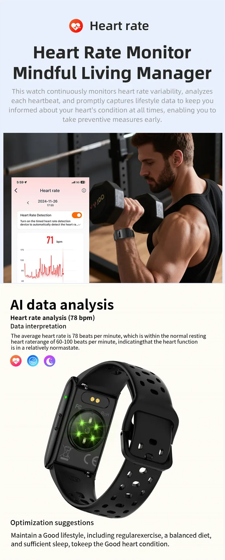 Bracelet connecté GPS pression artérielle sport