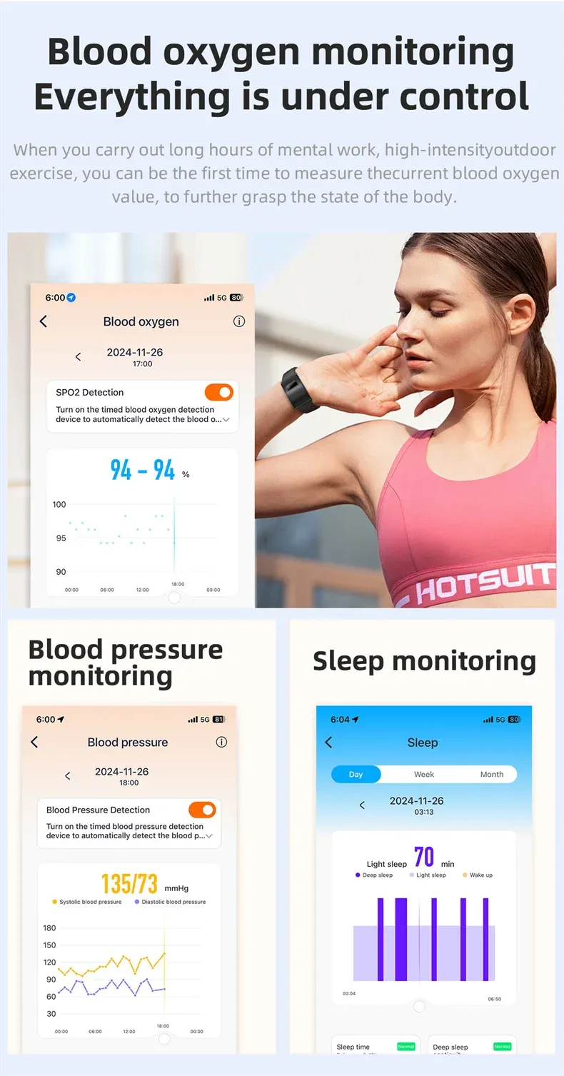 Bracelet connecté GPS pression artérielle sport